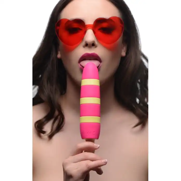 Ярко-розовый вибростимулятор-эскимо 10X Popsicle Vibrator - 21,6 см - Cocksicle