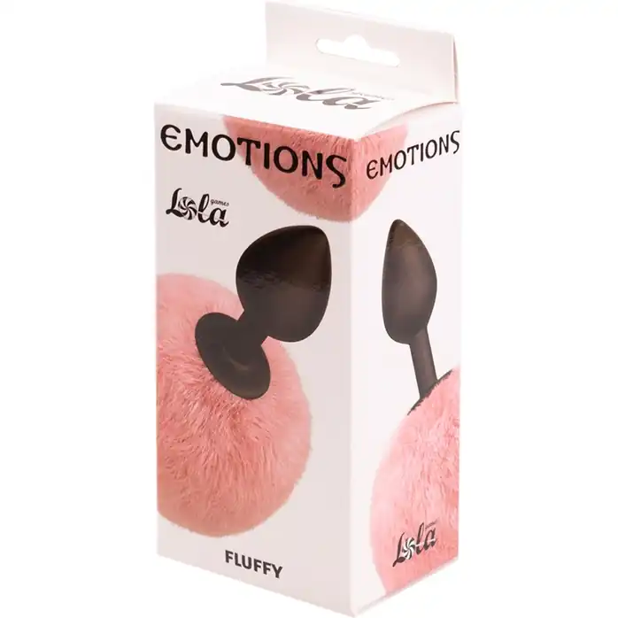 Черная анальная пробка с розовым пушистым хвостиком Fluffy - Emotions. Фотография 3.