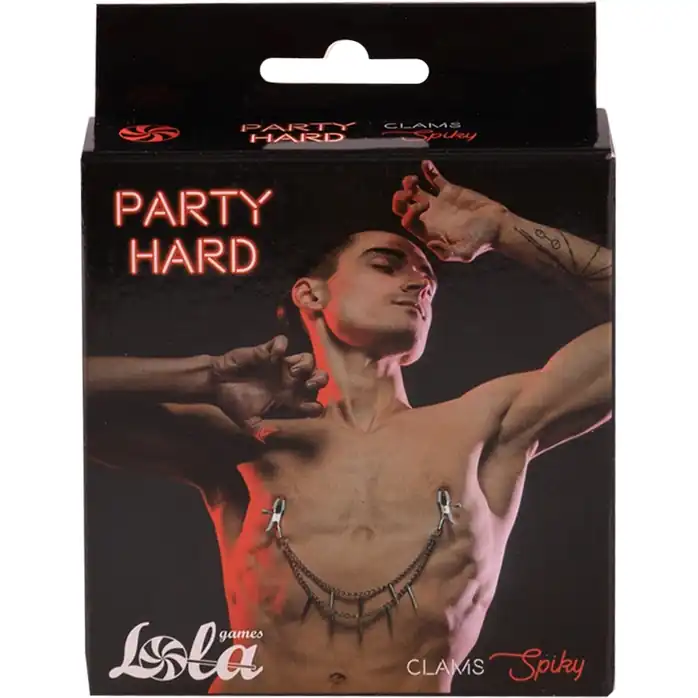 Зажимы на соски Spiky с шипами на цепочке - Party Hard. Фотография 3.