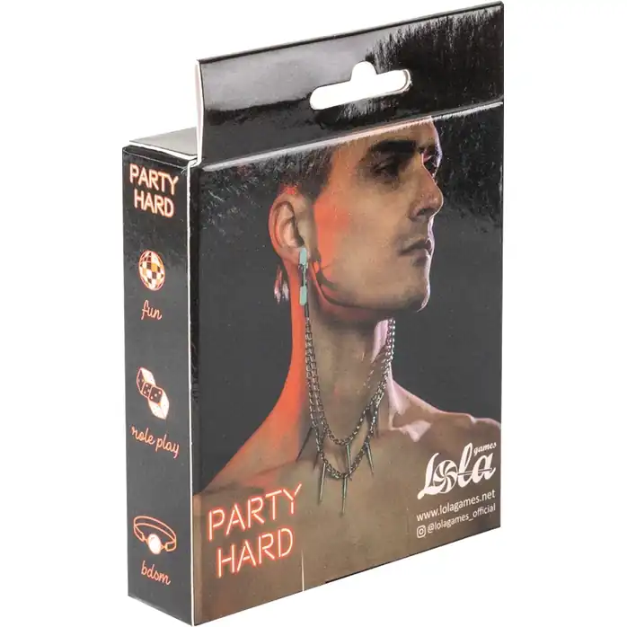 Зажимы на соски Spiky с шипами на цепочке - Party Hard. Фотография 4.