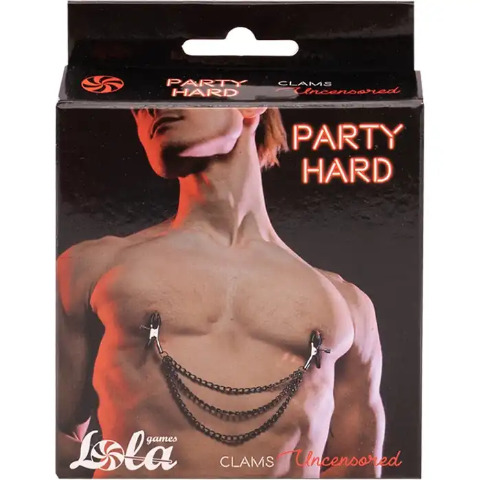 Зажимы на соски Uncensored с тройной цепочкой - Party Hard. Фотография 3.
