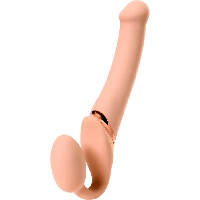 Телесный безремневой вибрострапон Silicone Bendable Strap-On - size M
