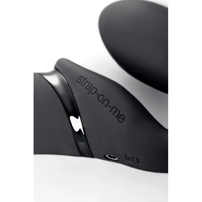 Черный безремневой вибрострапон Silicone Bendable Strap-On - size M. Фотография 10.