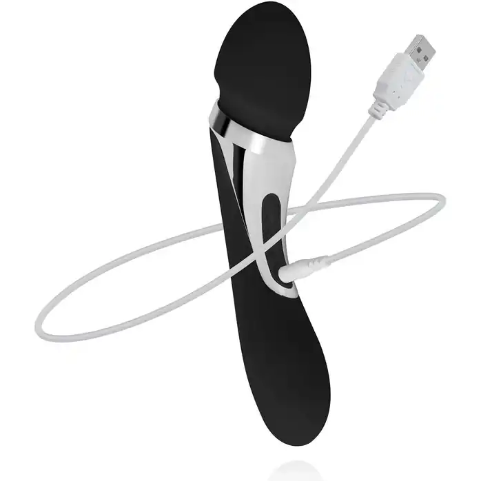 Черный двухсторонний вибромассажер Vibes Wand Vibrator - 22,5 см - Sway Vibes. Фотография 3.