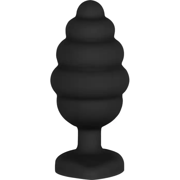 Черная анальная пробка Regular Ribbed Diamond Heart Plug - 7 см - Ouch!. Фотография 3.