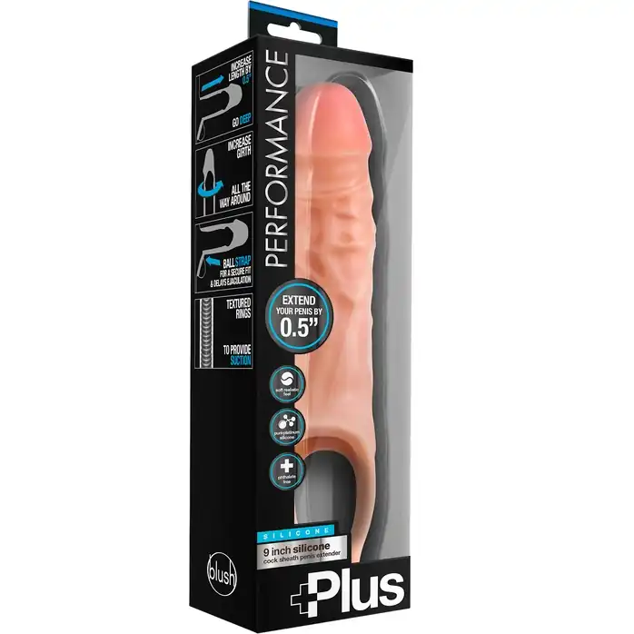 Телесный реалистичный фаллоудлинитель 9 Inch Silicone Cock Sheath Penis Extender - 22,86 см - Performance Plus. Фотография 3.