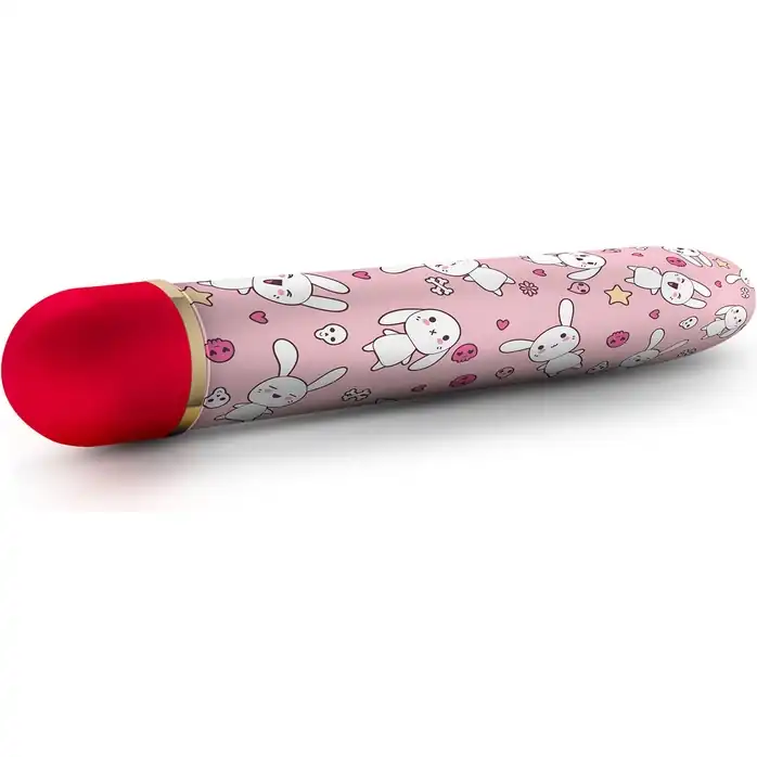 Яркий вибромассажёр с принтом Sweet Bunny - 17,8 см - The Collection. Фотография 4.