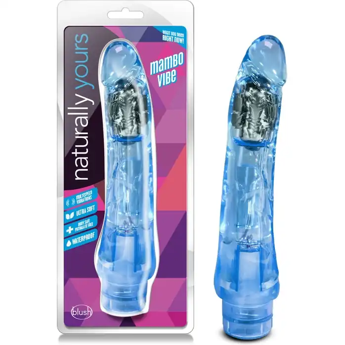 Голубой вибратор-реалистик Mambo Vibe - 22,8 см - Naturally Yours. Фотография 4.