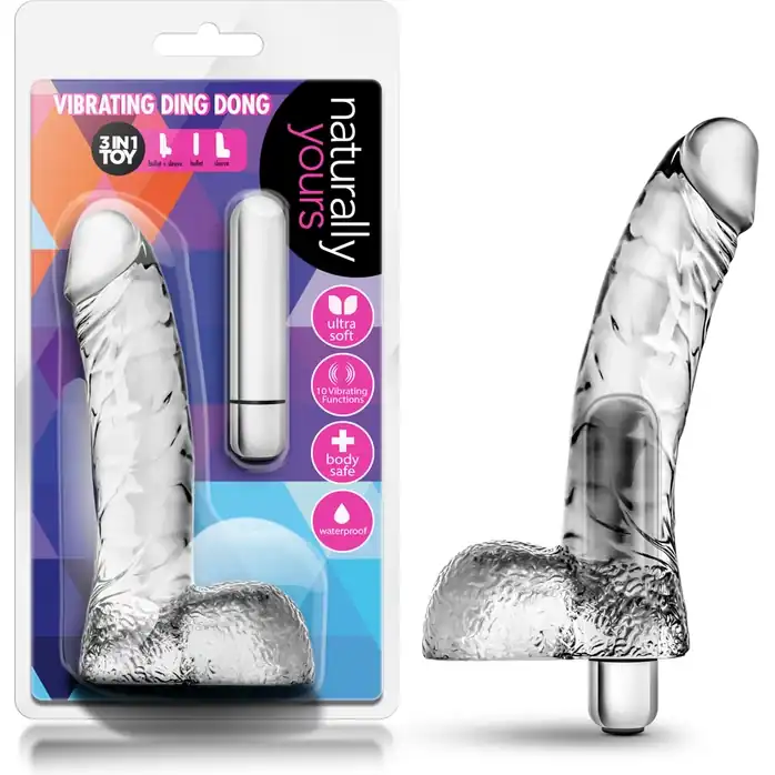 Прозрачный вибратор-реалистик Vibrating Ding Dong - 16,5 см - Naturally Yours. Фотография 5.
