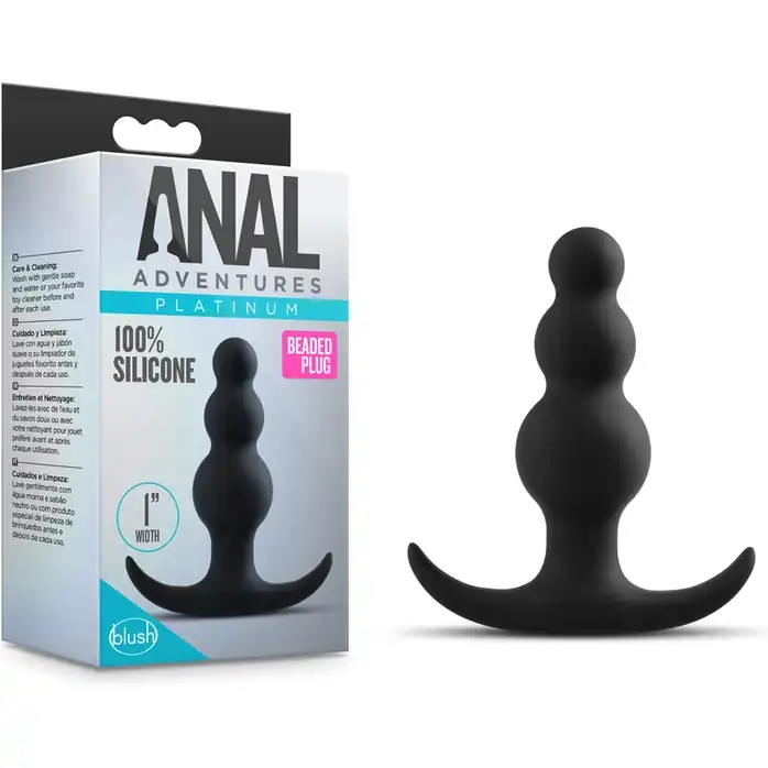 Чёрная фигурная анальная пробка Beaded Plug - 7,6 см - Anal Adventures Platinum. Фотография 3.
