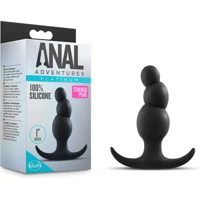 Чёрная фигурная анальная пробка Stacked Plug - 7,6 см - Anal Adventures Platinum. Фотография 3.