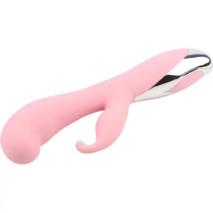 Нежно-розовый вибратор со стимулятором клитора Vertigo Bunny Dream - 19 см - Aphrovibe. Фотография 4.