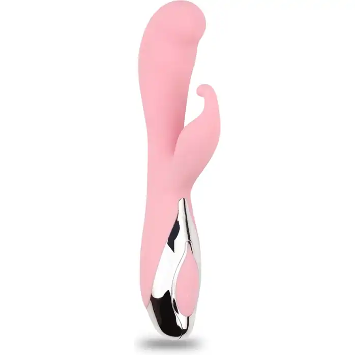 Нежно-розовый вибратор со стимулятором клитора Vertigo Bunny Dream - 19 см - Aphrovibe