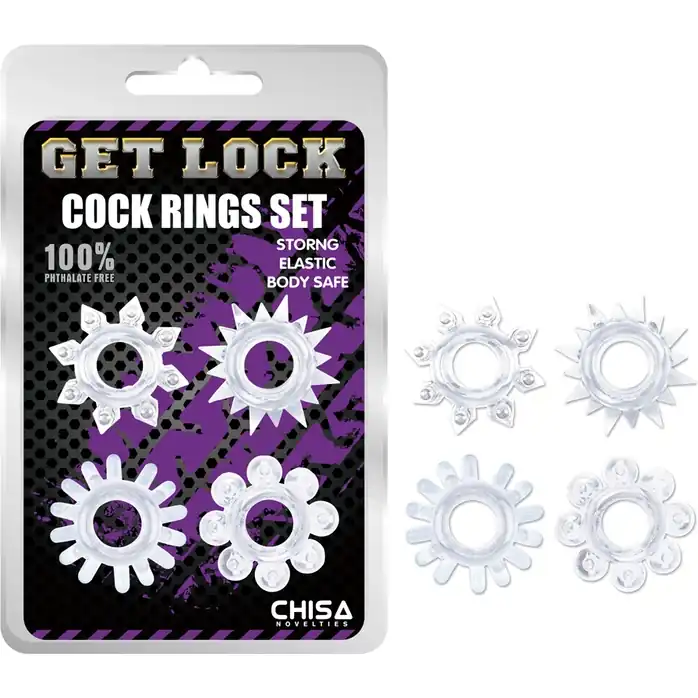 Набор из 4 прозрачных эрекционных колец Get Lock - Get Lock