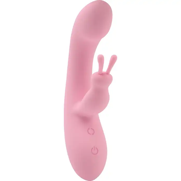 Нежно-розовый вибратор со стимулятором клитора Jumping Rabbit Vibrator - 19,5 см - Aphrovibe
