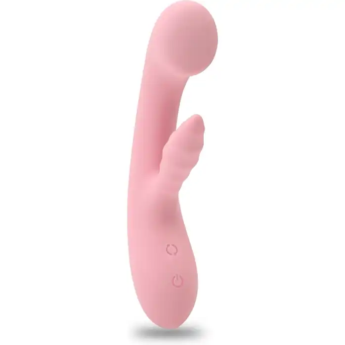 Нежно-розовый вибратор со стимулятором клитора The Unicorn - 21,5 см - Aphrovibe