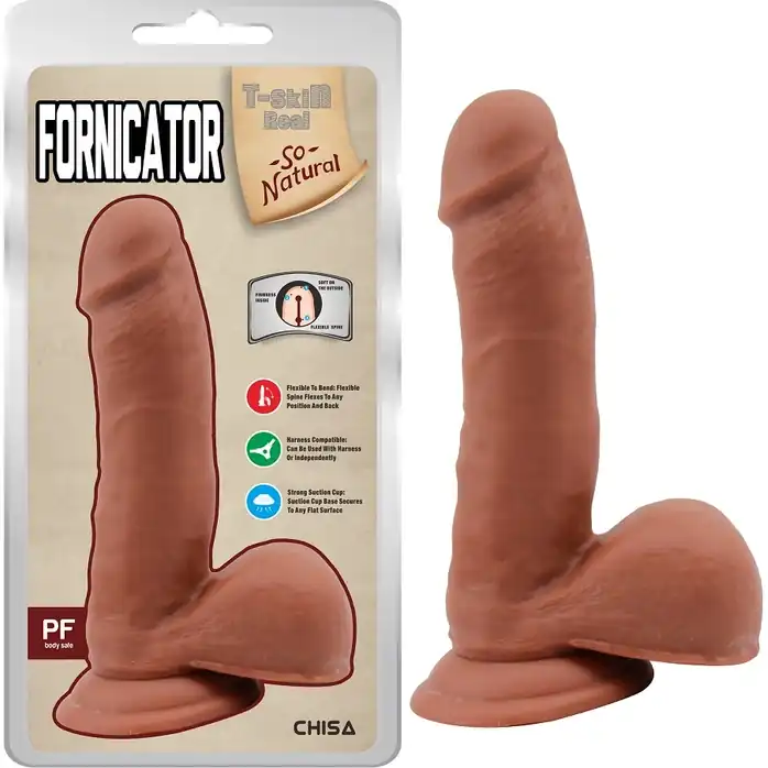 Кофейный фаллоимитатор на присоске Fornicator - 19 см - T-skin ReaL. Фотография 5.