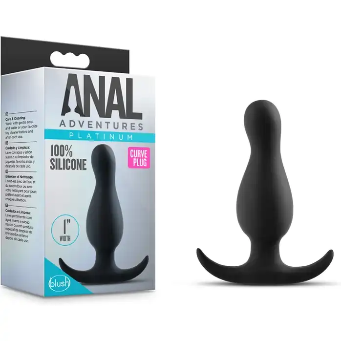 Черная анальная фигурная пробка Platinum Curve Plug - 8,9 см - Anal Adventures Platinum. Фотография 3.