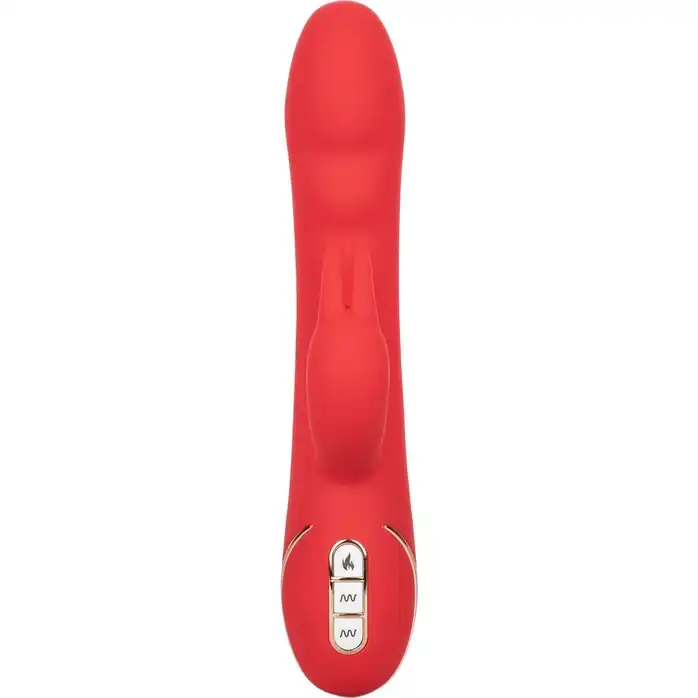 Красный вибромассажер-кролик с функцией нагрева Heated Silicone Ultra-Soft Rabbit - 21,5 см - Jack Rabbits. Фотография 3.