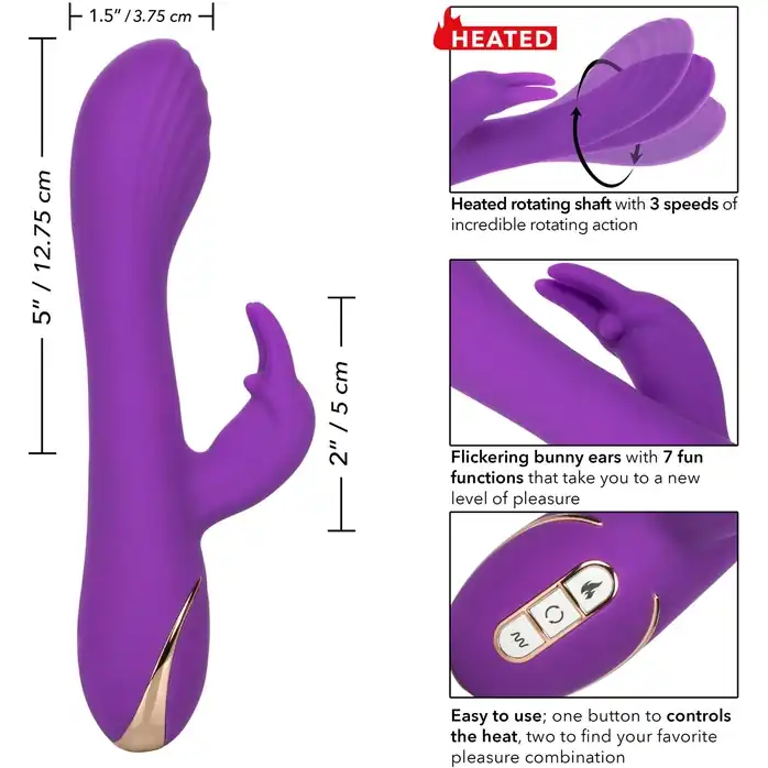 Фиолетовый вибратор-кролик с нагревом Jack Rabbit Signature Heated Silicone Rotating - 21,5 см - Jack Rabbits. Фотография 6.