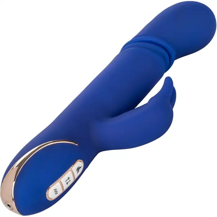 Синий вибратор-кролик с нагревом The Heated Silicone Thrusting G Rabbit - 21,5 см - Jack Rabbits. Фотография 4.