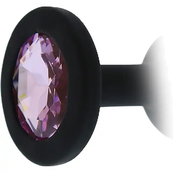 Черная гладкая анальная пробка с розовым кристаллом Silicone Diamond Plug - 7 см - All Time Favorites. Фотография 3.