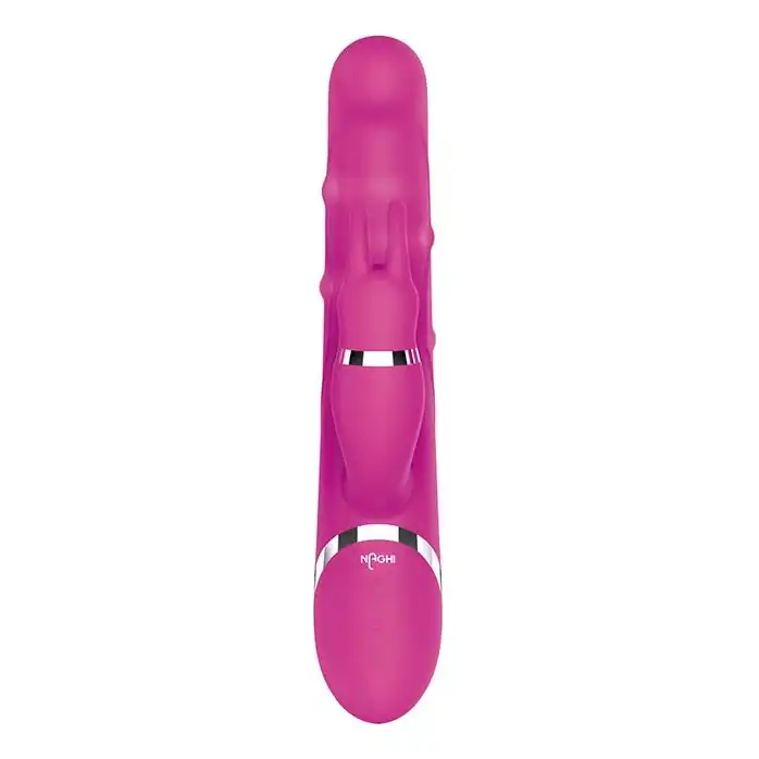 Розовый вибратор-кролик NAGHI NO.42 RECHARGEABLE DUO VIBRATOR - 24 см - Naghi by Tonga. Фотография 3.