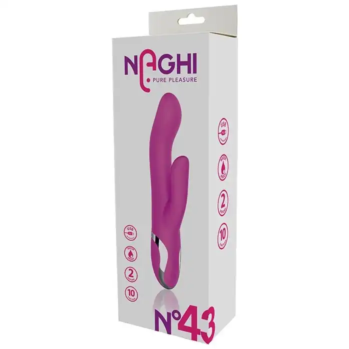 Розовый вибратор-кролик NAGHI NO.43 RECHARGEABLE DUO VIBRATOR - 23 см - Naghi by Tonga. Фотография 4.