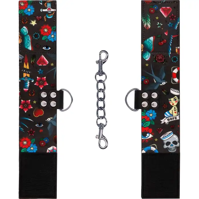 Наножники на цепочке Printed Ankle Cuffs Old School Tattoo Style - Ouch!. Фотография 3.