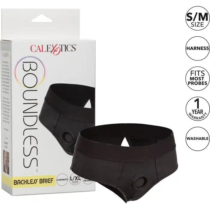 Черные трусы для страпона BACKLESS BRIEF HARNESS L/XL. Фотография 4.