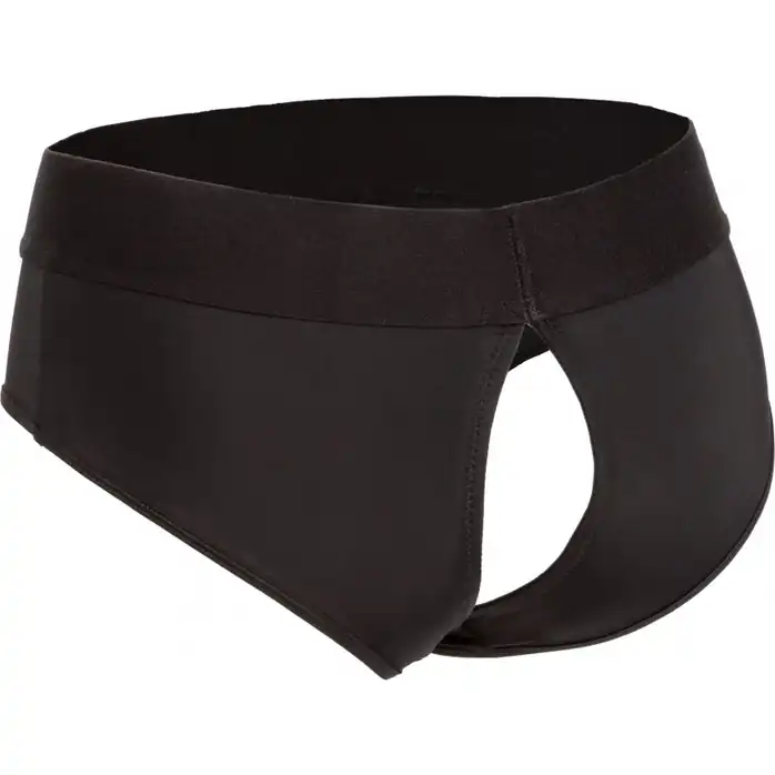 Черные трусы для страпона BACKLESS BRIEF HARNESS 2XL/3XL. Фотография 3.