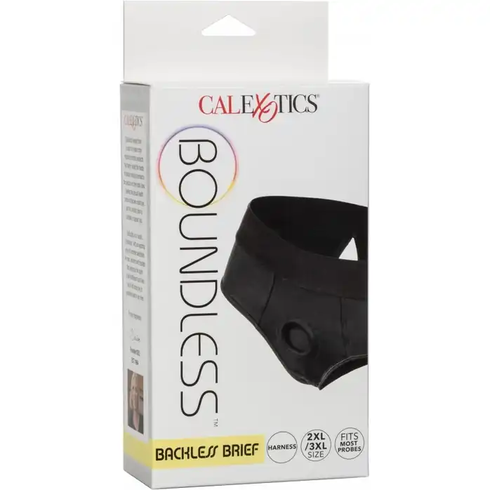 Черные трусы для страпона BACKLESS BRIEF HARNESS 2XL/3XL. Фотография 4.