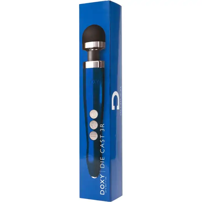 Синий беспроводной вибратор Doxy Die Cast 3R Rechargeable Wand - 28 см. Фотография 6.