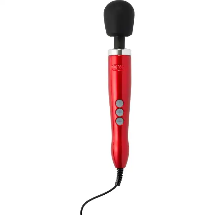 Красный жезловый вибратор Doxy Die Cast Wand Massager. Фотография 3.