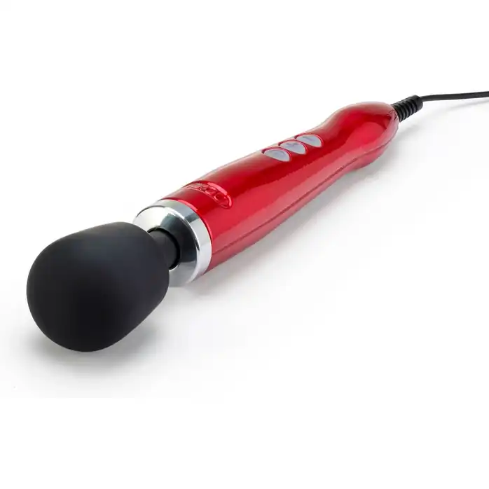 Красный жезловый вибратор Doxy Die Cast Wand Massager. Фотография 4.