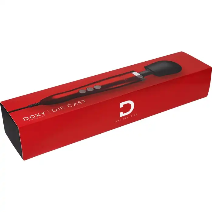 Красный жезловый вибратор Doxy Die Cast Wand Massager. Фотография 6.