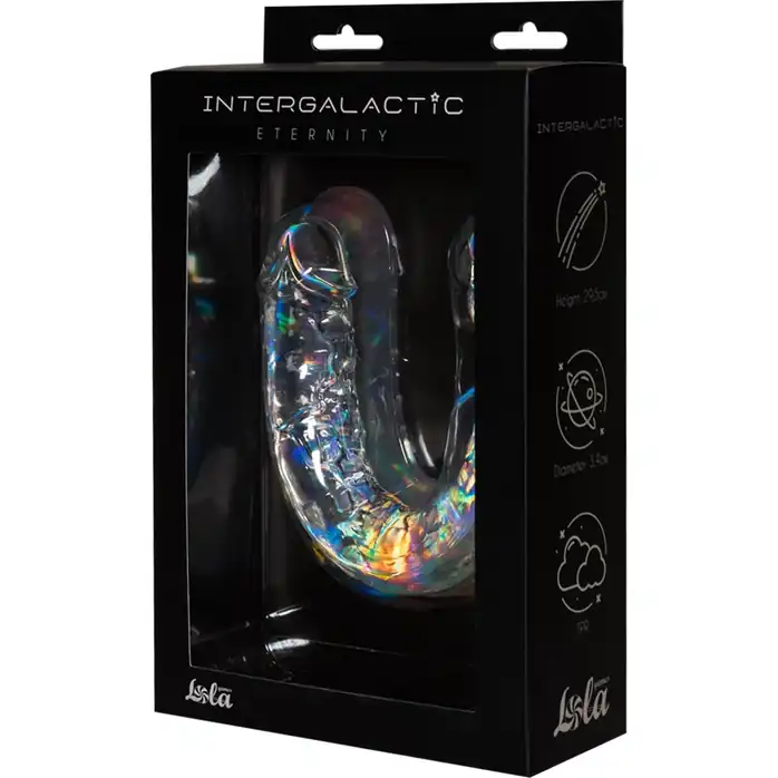 Прозрачный двусторонний фаллоимитатор Eternity - 29,5 см - Intergalactic. Фотография 3.