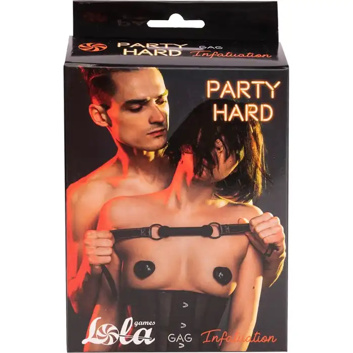 Черный кляп-трензель Infatuation - Party Hard. Фотография 3.