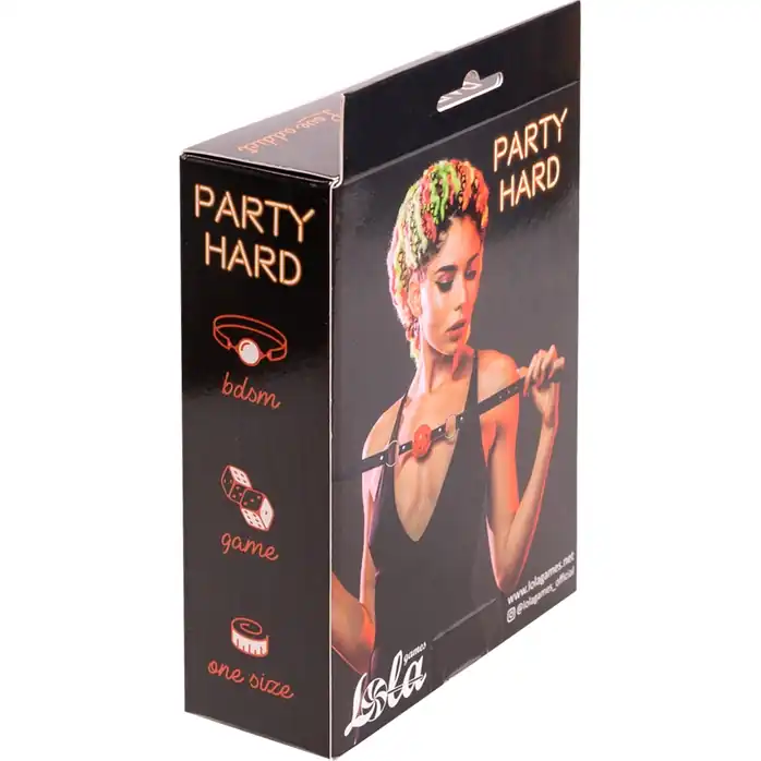 Красный кляп-шар Love Addict на черных ремнях - Party Hard. Фотография 3.