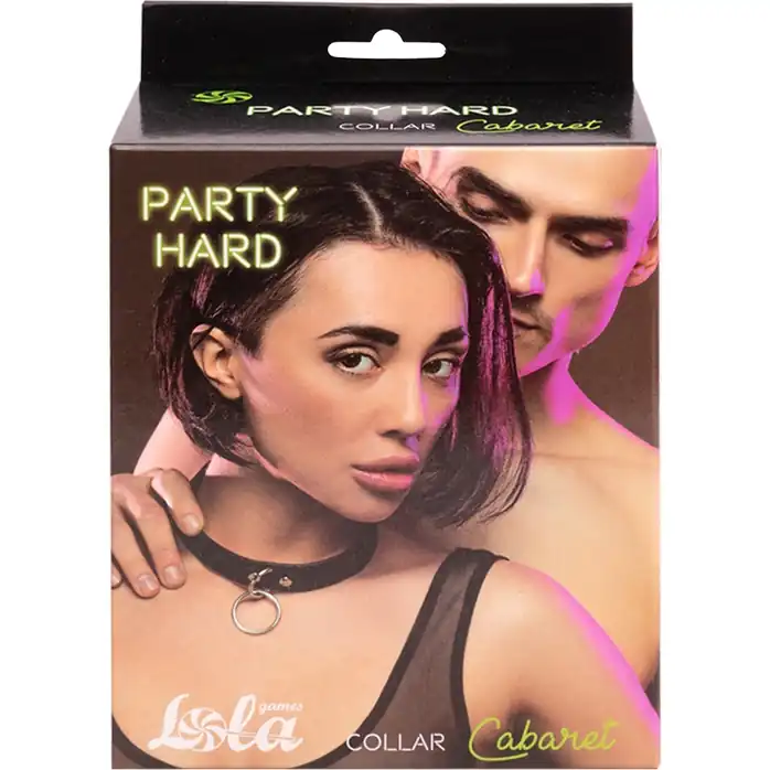 Черно-красный ошейник Cabaret - Party Hard. Фотография 3.