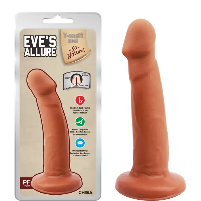 Кофейный фаллоимитатор на присоске Eves Allure - 18,5 см - T-skin ReaL. Фотография 4.