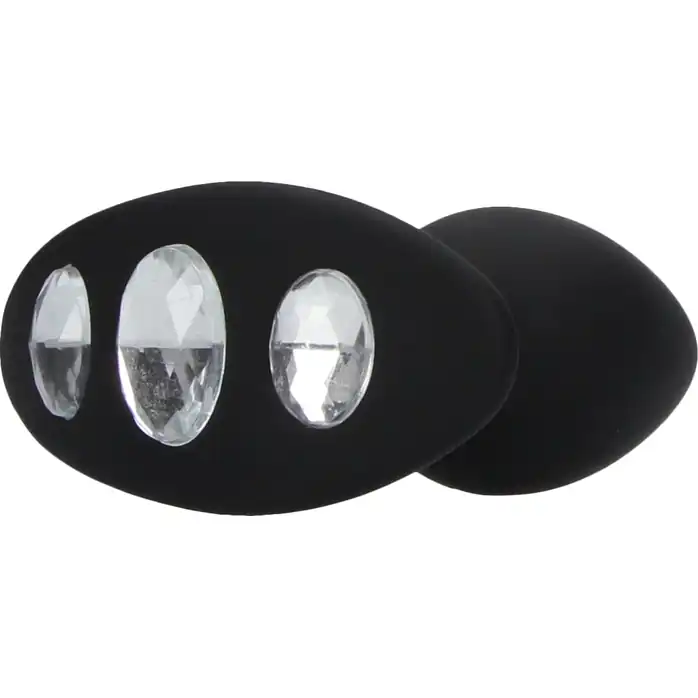 Черная анальная пробка Diamond Butt Plug With Handle - 8,6 см - Ouch!. Фотография 4.