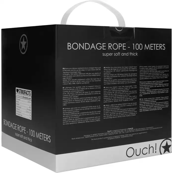 Черная веревка для связывания Bondage Rope - 100 м - Ouch!. Фотография 3.