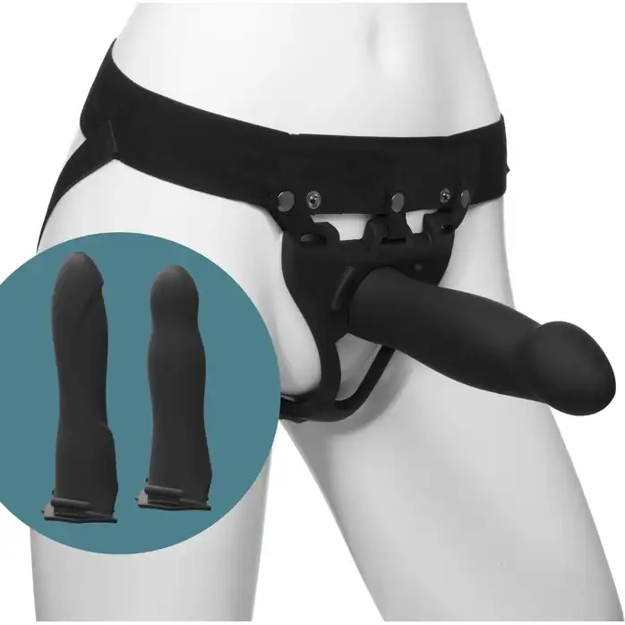 Черный пояс с 3 сменными полыми насадками BE Ready - 19, 20,3 и 17,8 см - Body Extensions