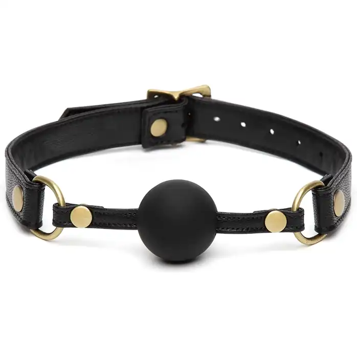 Черный кляп-шар Bound to You Faux Leather Ball Gag - Fifty Shades of Grey