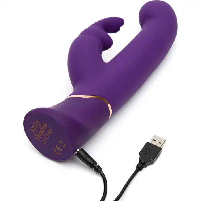 Фиолетовый вибратор Greedy Girl Power Motion Thrusting Rabbit Vibrator - 21,6 см - Fifty Shades of Grey. Фотография 4.