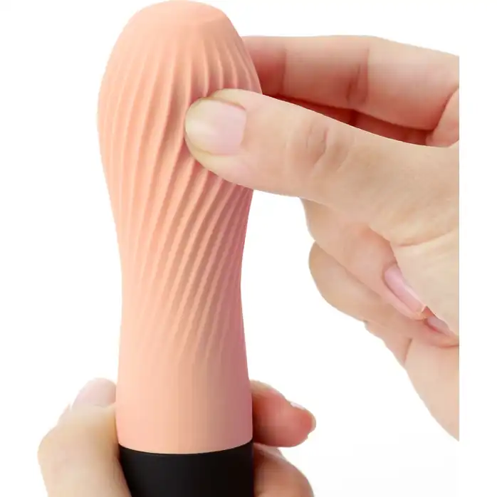 Персиковый рифленый мини-вибратор IROHA ZEN HANACHA - 12,7 см - IROHA Vibrators. Фотография 3.