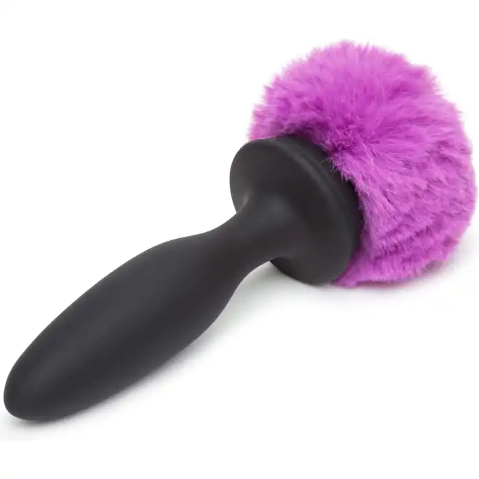 Черная анальная вибропробка Rechargeable Vibrating Bunny Tail Butt Plug Small. Фотография 4.