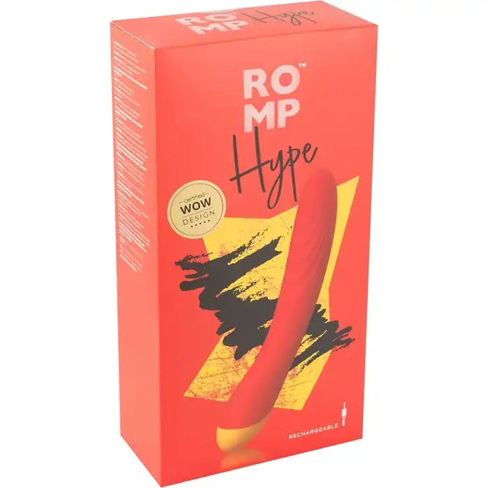 Красный изогнутый вибромассажер Romp Hype G-Spot - 21 см. Фотография 3.