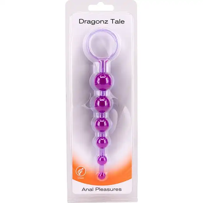 Фиолетовая анальная цепочка DRAGONZ TALE ANAL - 20 см. Фотография 2.